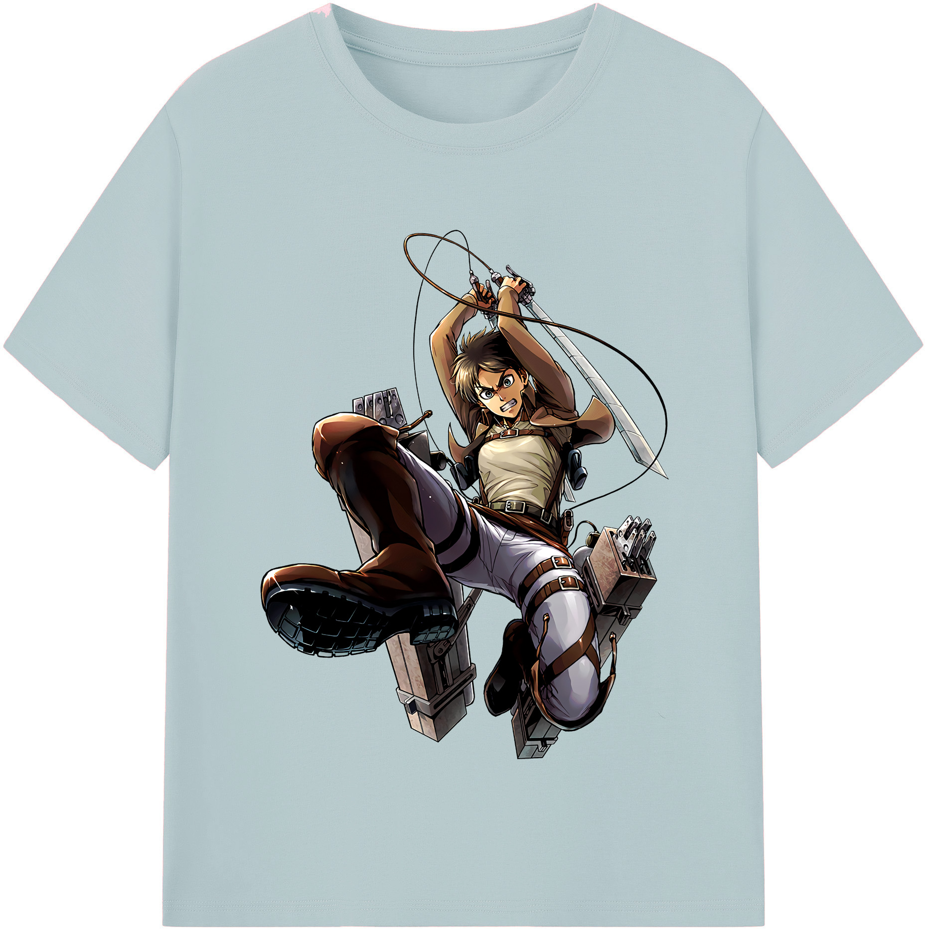 （画像用） 進撃の巨人 エレン･イェーガー Attack on Titan Eren Jäger 綿100％半袖Tシャツ（フロントプリント）